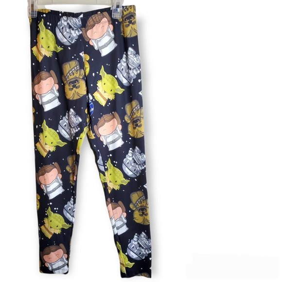 𝅺Star Wars mighty fine black printed graphic Yoda legging size L /large - Picture 2 of 6